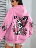 Pink Talks Back Funny Printing Womens Plus Size Hoodie Multicolor Pullovers Fleece Autumn Sportswear Casual Pocket Hoody
