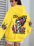 Yellow Talks Back Funny Printing Womens Plus Size Hoodie Multicolor Pullovers Fleece Autumn Sportswear Casual Pocket Hoody